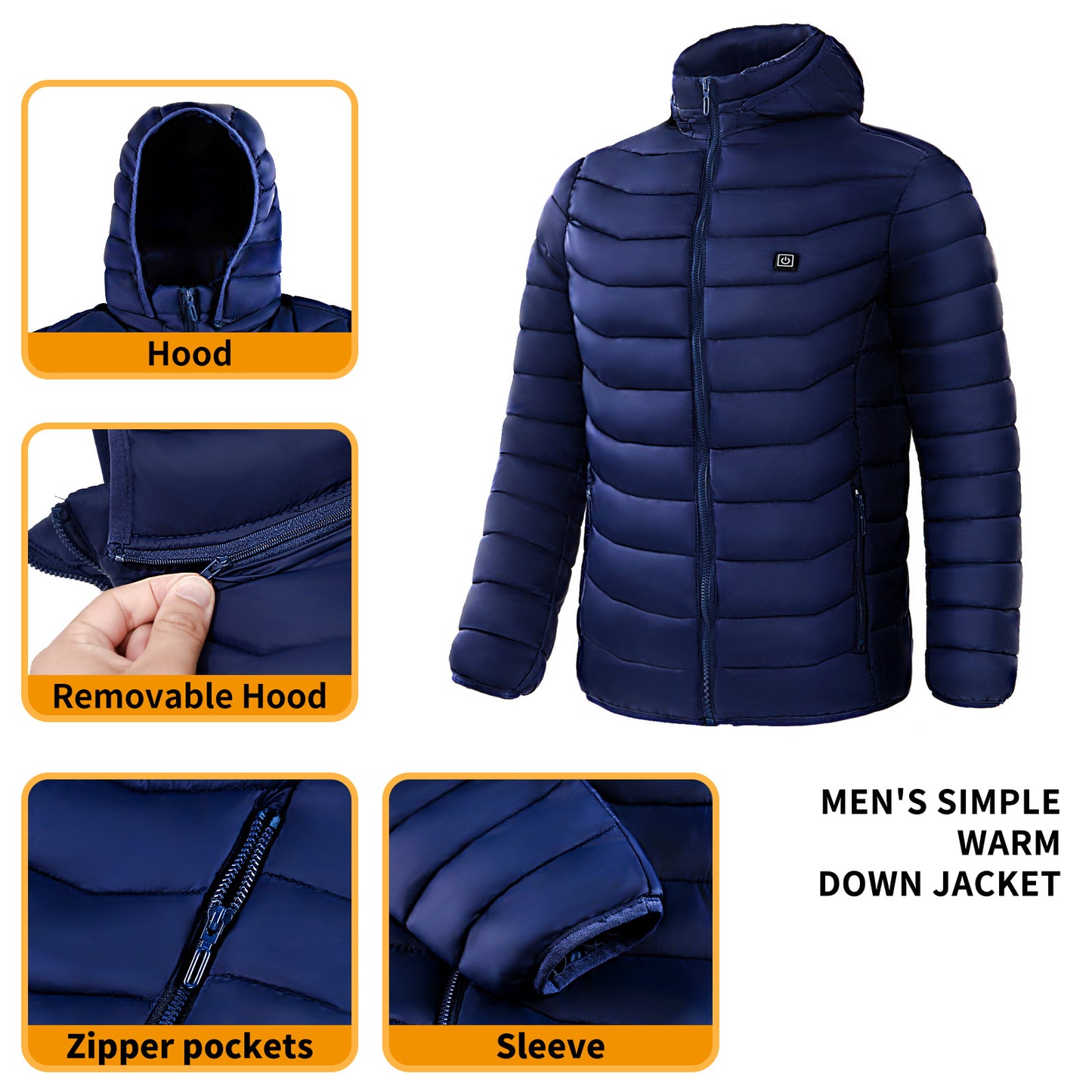 Mens Heated Puffer Jacket - 9 zone Electric Heating Coat ,Outdoor