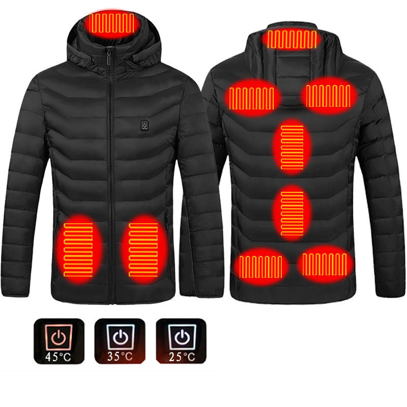 Mens Heated Puffer Jacket - 9 zone Electric Heating Coat ,Outdoor