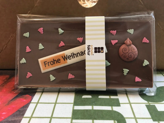 Schokoladentafel mit Weihnachtskugel und Zucker-Dekor-0