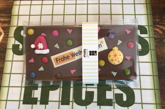 Schokolade mit Weihnachtskugel (Gelb) und Zucker-Dekor-1