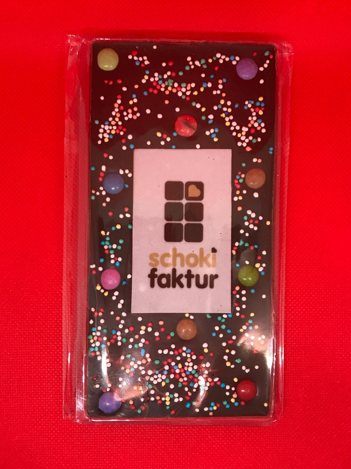 Vollmilch Schokolade mit Firmenlogo - Hochformat mit Zucker-Dekor-1